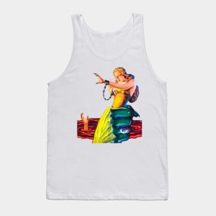 Giant Hand Holding Chained and Scared Beautiful Girl Halloween Comic Tank Top